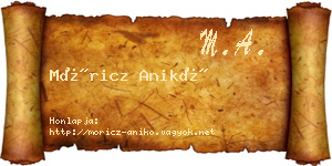 Móricz Anikó névjegykártya